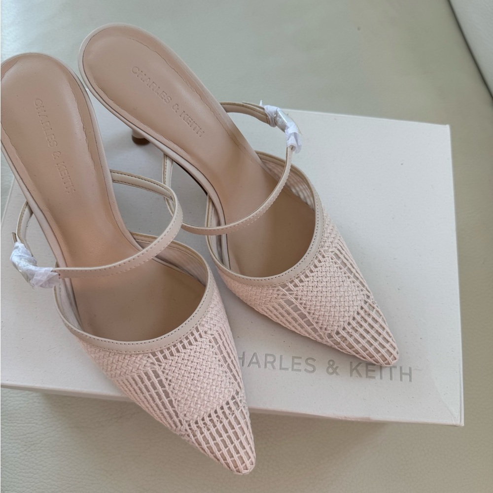 Charles and Keith's Mesh Woven Heeled Mules - Size 6